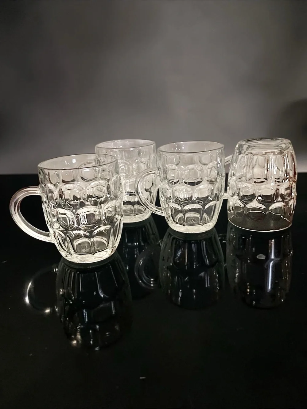 Ravenhead R5V1 Dimple Thumbprint Panel Clear Pressed Jug Glass Handle Mug